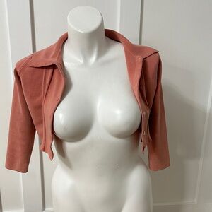 Essendi Coral Button-Up Cropped Cardigan Size L